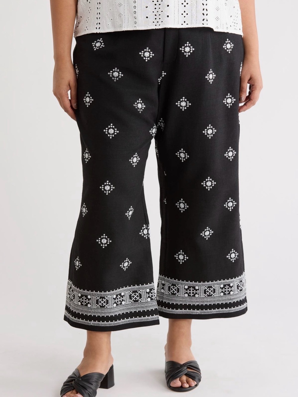 NWT T TAHARI WOMAN LINEN EMBROIDERED PANT SIZE 20W